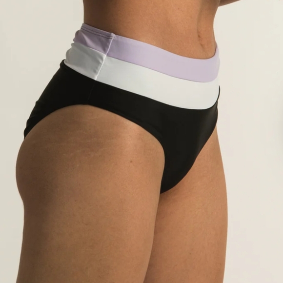 2/$25-Skinny Dip High Waist Colorblock Bottom & Textured Crossback Top Purple - Picture 4 of 12